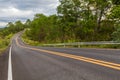 Beautiful mountain asphalt road with curve and double yellow lin