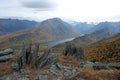 Beautiful mountain autumn landscape vith view on rock stones and lake