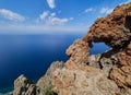 Beautiful mountain and coast scenery on Panarea hiking trails, Aeolian islands, Sicily, Italy Royalty Free Stock Photo