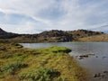 Beautiful mountain and fresh water lake view on mageroya, north cape county