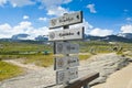 Beautiful mountain and glacier landscape with signpost in Finse, Norway Royalty Free Stock Photo