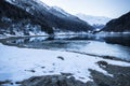 Beautiful mountain lake of artouste in sunrise dawn, pyrenees, france