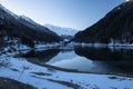 Beautiful mountain lake of artouste in sunrise dawn, pyrenees, france Royalty Free Stock Photo