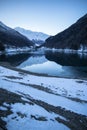 Beautiful mountain lake of artouste in sunrise dawn, pyrenees, france