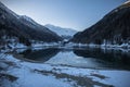 Beautiful mountain lake of artouste in sunrise dawn, pyrenees, france Royalty Free Stock Photo