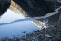 Beautiful mountain lake of artouste in sunrise dawn reflecting mountains, pyrenees, france Royalty Free Stock Photo