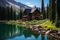 Beautiful mountain lake with blue sky and reflection in Banff National Park, Canada, Emerald Lake In Crested Butte, Colorado, AI Royalty Free Stock Photo