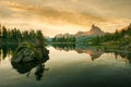 Beautiful mountain lake in the Dolomites