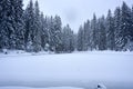 a beautiful mountain lake full of ice in the winter Royalty Free Stock Photo