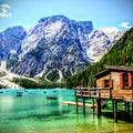 beautiful mountain lake with house Royalty Free Stock Photo