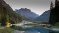 Beautiful mountain lake and landscape in the Swiss Alps near Arosa in late autumn with fall colors Royalty Free Stock Photo