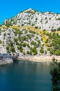 Beautiful mountain lake Panta de Gorg Blau, Mallorca, Spain