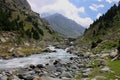 Beautiful mountain landscape, blue sky, trees, river Royalty Free Stock Photo