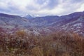 Beautiful mountain landscape on cloudy day in early spring. View of Orjen mountain range. Montenegro