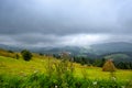 Beautiful mountain landscape with dramatic clouds in Carpathian mountains Royalty Free Stock Photo