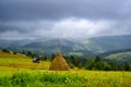Beautiful mountain landscape with dramatic clouds in Carpathian mountains Royalty Free Stock Photo