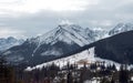 Beautiful mountain landscape. Early spring. Snow-capped mountain top. View towards Rusinowa Polana. Tatra Mountains, Poland Royalty Free Stock Photo