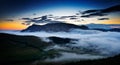 Beautiful mountain landscape in foggy morning in Alba, Romania Royalty Free Stock Photo