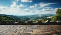 Beautiful mountain landscape with green trees and blue sky generated by AI Royalty Free Stock Photo