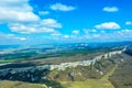Beautiful mountain landscape near the cave city Eski-Kermen, near the city of Bakhchisaray, Crimea. Aerial shot