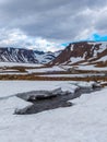 Beautiful mountain landscape, panorama. Snowy peak