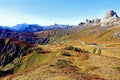 Beautiful mountain landscape at the Passo di Giau in the Dolomites in South Tirol Italy Royalty Free Stock Photo