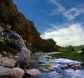 Mountain landscape blue sky and river with rocks Royalty Free Stock Photo