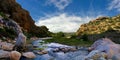 Mountain landscape blue sky and river with rocks Royalty Free Stock Photo