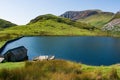 Beautiful lake, Snowdonia Wales. Mountain landscape on a summers day.