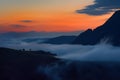 Beautiful mountain landscape at sunrise in Alba, Romania