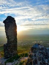 Beautiful mountain landscape sunset nature travel rock building view blue sky nice cloud Royalty Free Stock Photo