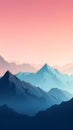 Beautiful mountain landscape at sunset. Vector illustration of the mountains. Royalty Free Stock Photo