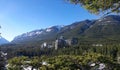 Beautiful mountain landscape surrounds the infamous Fairmont Banff Springs Hotel