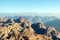 Beautiful mountain landscape, view from Mount Moses in Egypt on the Sinai Peninsula Royalty Free Stock Photo