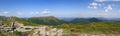 Beautiful mountain landscape, view of Mount Smotrich and Mount Eared Stone Vuhaty Kamen from the mountain range of Chernogor