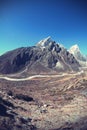 Beautiful mountain landscape on the way to everest base camp Royalty Free Stock Photo