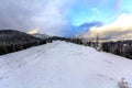 Beautiful mountain landscape. Winter Carpathian snow covered mountains view Royalty Free Stock Photo