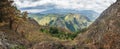 Beautiful mountain panorama of Ella Rock in Sri Lanka. Cloudy day.