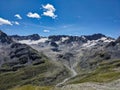 Beautiful mountain panorama with a view of the Piz Grialetsch and Piz Vadret with the glacier. Zernez Switzerland Royalty Free Stock Photo