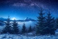 Beautiful mountain peak on a horizon at night Royalty Free Stock Photo
