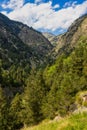 Beautiful mountain peaks in Spain (Pyrenees), Valley de Nuria, Vall de Nuria Royalty Free Stock Photo