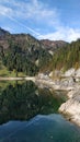 Beautiful mountain range  alps and lake Gosausee landscape in Austria Royalty Free Stock Photo