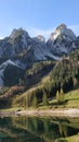 Beautiful mountain range  alps and lake Gosausee landscape in Austria Royalty Free Stock Photo