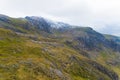 Beautiful mountain range of Wales Snowdonia. Cloudy weather. Popular UK travel destinations. Royalty Free Stock Photo