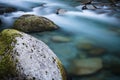 beautiful mountain river gave d'ossau in long exposure, pyrenees, france