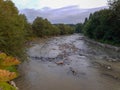 Beautiful mountain river on the Sunset in the Carpathians, ukraine Royalty Free Stock Photo