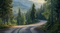 Beautiful mountain road. Generated AI Royalty Free Stock Photo