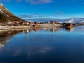 Beautiful mountain scene in Leknes, Norway Royalty Free Stock Photo