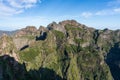 Beautiful mountain scenery near the mountain peak Pico do Arierio on Madeira Island