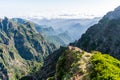 Beautiful mountain scenery near the mountain peak Pico do Arierio on Madeira Island